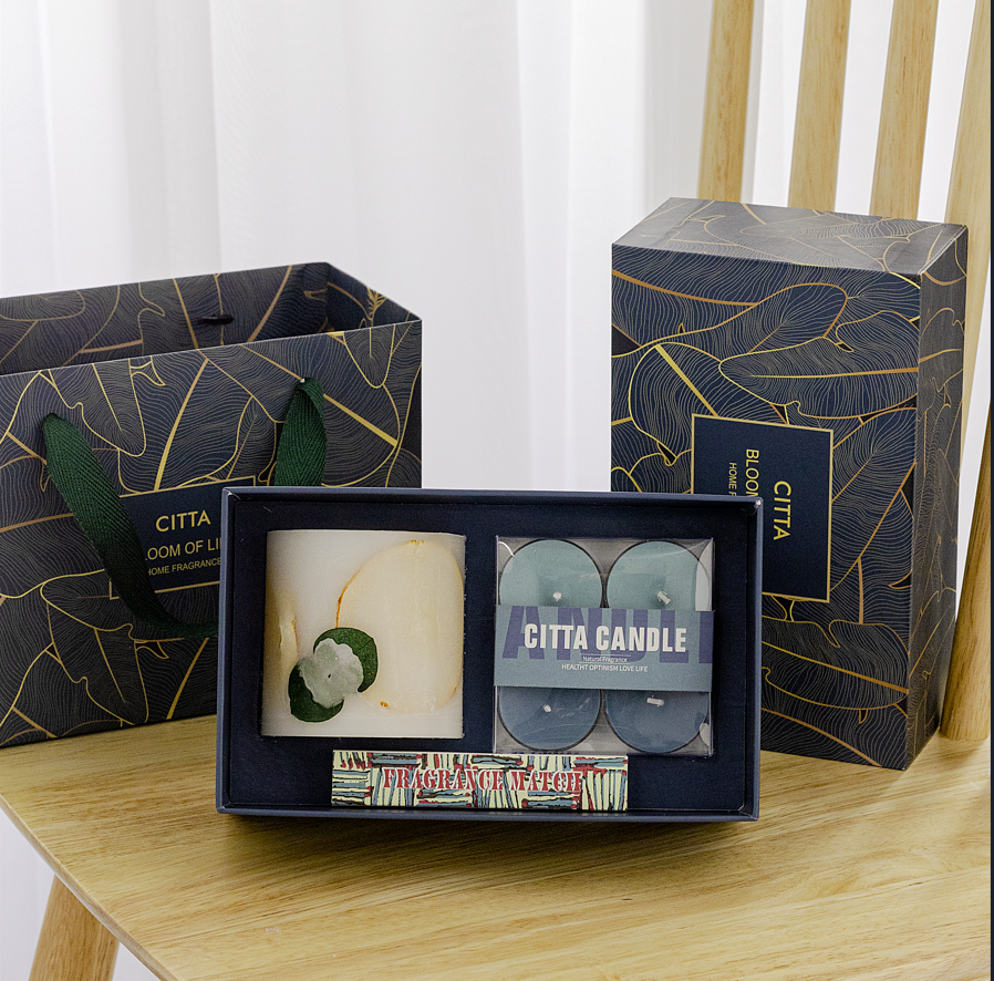 Vela Flower Shadow plant wax cup round set de regalo